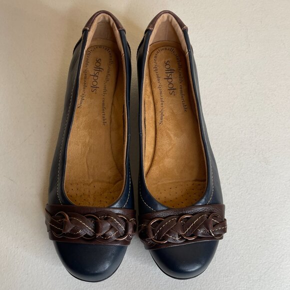 Comfortiva Softspots Posie Flats in Navy / Chocolate Size 8 - Picture 2 of 16